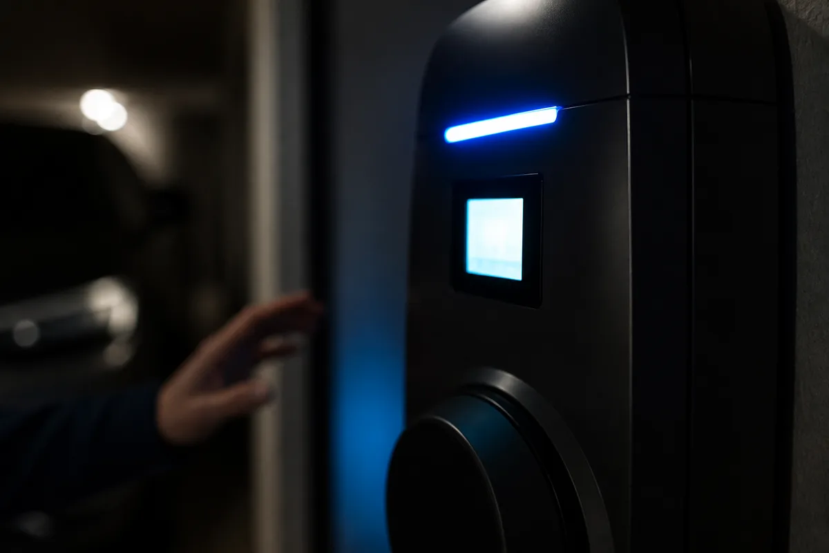 Écran de programmation d&rsquo;une borne de recharge réglée sur les heures creuses de nuit