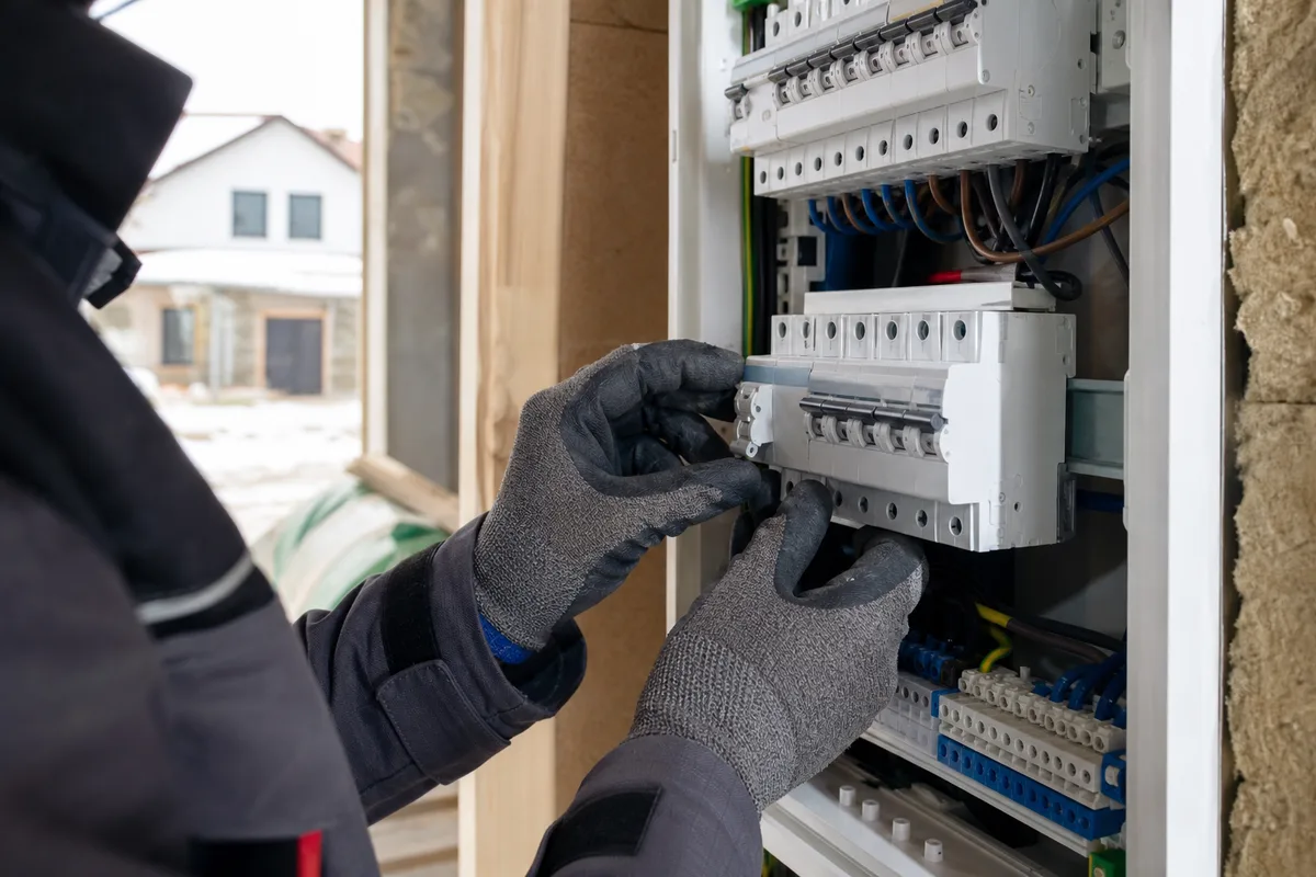 Électricien IRVE raccordant une borne de recharge sur un circuit dédié