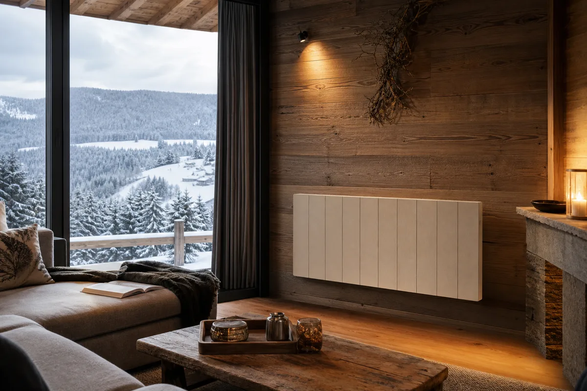 Chalet et chauffage électrique dans le val de Morteau enneigé